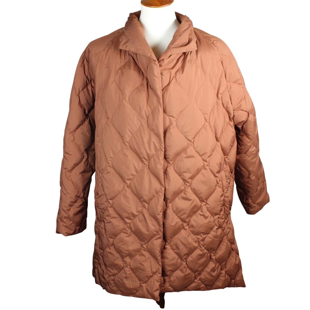 Orolay Down Puffer Jacket Womens Medium Brown Oversized Quilted Lightweight